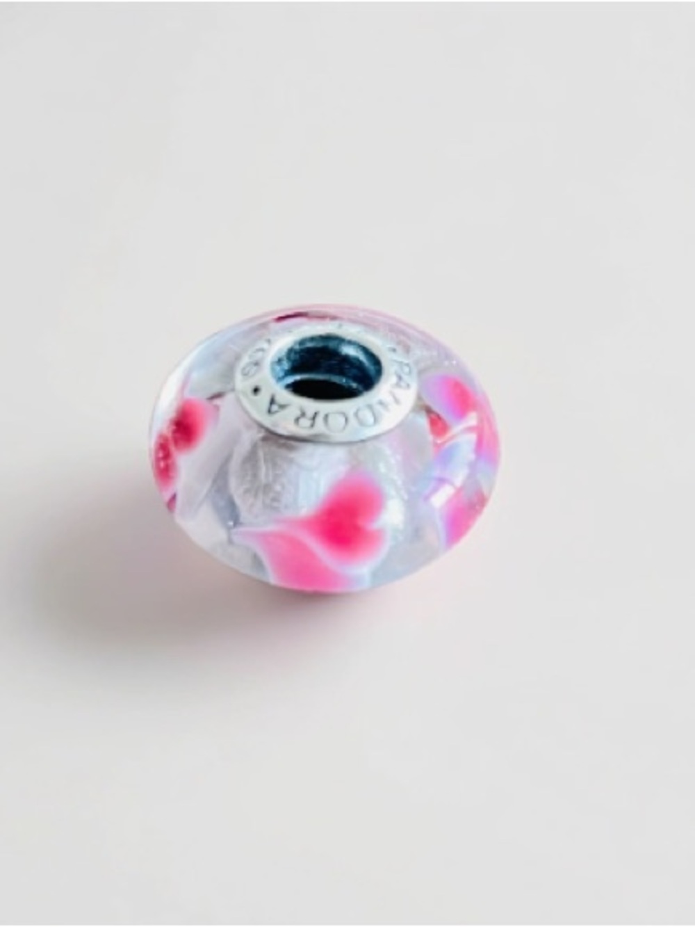 PANDORA Pink Heart Murano Glass Charm - Picture 2 of 3
